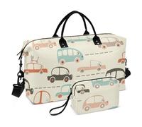 Juego de 2 bolsas de lona retro Cars para fin de semana, bolsa de viaje con correa ajustable para viajes y entrenamiento, Retro Cars., 1 Size