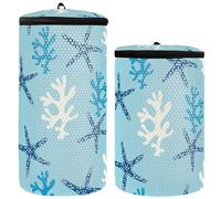 Juego de 2 bolsas de malla para lavar zapatos con diseño de estrella de mar y arrecife de coral, color azul, Coral Reef Starfish Underwater Blue, 1 Size