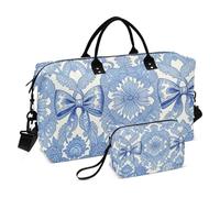 Juego de 2 bolsas de viaje con estampado completo para artículos de aseo personal, versátil y corto viaje, Blue Toile, Talla única, Clásico