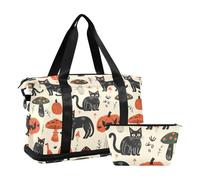Juego de 2 bolsas de viaje para Halloween, gatos, calabazas, hongos, setas, Halloween, gatos, calabazas, hongos, 1 size