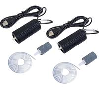 Juego de 2 bombas de aire para acuario, súper silenciosas, mini USB, bomba de aire de oxígeno, bomba de aire de ahorro de energía, burbujeador de oxígeno con piedra de aire y tubo de silicona de