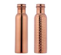 Juego de 2 botellas de agua de cobre puro de 20.28 onzas líquidas, juego de botellas de agua de cobre ayurvédico a prueba de fugas para beneficios para la salud (600 ml)
