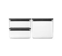 Juego de 2 botes apilables TASTY+ Brabantia - 1,5 L y 3,5 L | Recipiente hermético para guardar alimentos con tapa de silicona para cocina | Tarro para comida seca/húmeda, azúcar, harina | Dark Grey