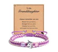 Juego de 2 brazaletes de caballo mítico modificables para niñas, joyería con tema de fantasía, incluye tarjeta de felicitación meditativa, par de pulseras con dijes de criatura misteriosa permanente