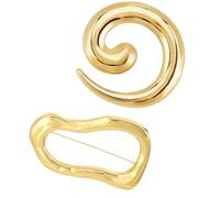 Juego de 2 Broches Geométricos en Espiral Dorados - Pines Dorados para Ropa - Exquisitos Adornos y Accesorios para Mujer: Moda, Bodas, Trajes y Vestidos