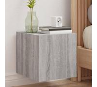 Juego de 2 cabinas de pared con luces LED, color gris Sonoma, mesa de centro moderna, soporte de TV, Cact Sto Solut, 30,5 x 35 x 30 cm