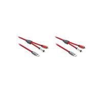 Juego de 2 cables adaptadores USB tipo C a doble RCA 2RCA macho, cable de audio estéreo, 0,5 metros, color rojo