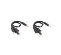 Juego de 2 cables auxiliares divisores de 3,5 mm macho a 3 hembra de 3,5 mm de PVC negro divisor de auriculares