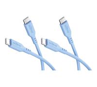 Juego de 2 cables usb-c de silicona, 1.5 m, azul, 60 w, 3 a, cable de