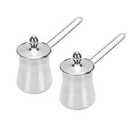 Juego de 2 cafeteras de acero inoxidable de 440 ml para preparar café turco, griego y árabe, derretir chocolate, calentar leche y mantequilla y hervir huevos.