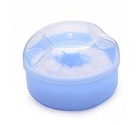 Juego de 2 cajas de esponja para después del baño para bebé, dispensador de maquillaje, cosméticos, contenedor suelto (azul)