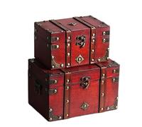 Juego de 2 cajas de madera para baúl del tesoro, caja de brujería, caja de bruja decorativa de almacenamiento con cerradura, cajas decorativas hechas a mano con tapas, cofres de almacenamiento