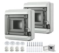 Juego de 2 cajas eléctricas impermeables IP65 5 módulos, pizarra eléctrica de pared 1 fila con bloques de terminales, caja de distribución eléctrica para jardín, garaje, exterior, villa y estación de
