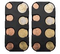 Juego de 2 cajas para monedas, clasificador de monedas para coche y oficina, dispensador de monedas con práctica gestión de monedas, caja para monedas para adultos, clasificador de monedas para