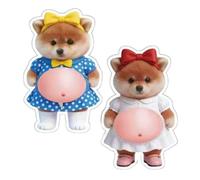 Juego de 2 calcomanías 3D para cachorros, 12 x 7 x 1 cm, calcomanías sensoriales suaves para el vientre, material seguro, para niños, adolescentes, álbumes de recortes, funda de teléfono, botella de