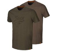 Juego de 2 camisetas para cazadores de Härkila Graphic, en dos colores diferentes con diseño de alce - Camiseta de caza para hombre en pack de 2 en marrón, verde y naranja, todo el año, Hombre, color