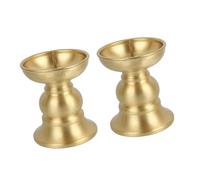 Juego de 2 candelabros religiosos de latón para oración, santuarios budistas, resistentes a la oxidación, candelabros de metal, lámpara de aceite, soporte budista de latón envejecido
