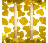 Juego de 2 cánones de confeti corazones de oro 60 cm - Lanzador confeti dorado boda cumpleaños fiesta - Lluvia metálica aire comprimido de alta potencia - Confetis Boda - Zenda Club