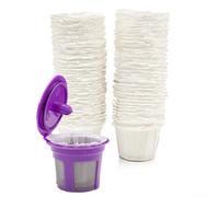 Juego de 2 cápsulas de café recargables con 200 vasos de papel para filtro, aptas para máquinas y series K (morado)