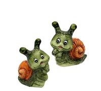 Dekohelden24 Juego de 2 Caracol de cerámica, decoración de jardín, Dimensiones Aprox. 8,3 x 4,6 x 8,3 cm, Color Verde