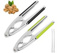 Juego de 2 cascanueces con asas antideslizantes y mecanismo de palanca para un descascarado eficaz de nueces, incluyendo nueces, nueces, avellanas, cangrejos y camarones