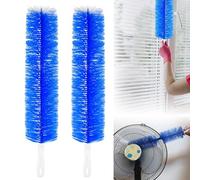 Juego de 2 cepillos de limpieza de ventilador de 40 x 9,5 cm, color azul, flexibles, para ventiladores de pie y removedor de suciedad reutilizable para aire acondicionado