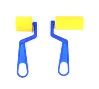 Juego de 2 cepillos de rodillo de esponja, herramientas de pintura de espuma para niños, manualidades, rodillos amarillos y azules para manos pequeñas