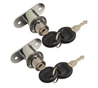 Juego de 2 cerraduras de émbolo de aleación de zinc con llave diferente con 4 llaves para puerta de armario de cajón, cilindro de 19 mm de diámetro, acabado cromado para muebles, mecanismo de bloqueo