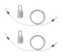 Juego de 2 cierres de cable con ojales, 2 m de largo, 2,5 mm de grosor, cable de alambre de acero inoxidable plateado, cable de seguridad con candados, cable trenzado para puertas exteriores y