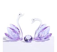 Juego de 2 cisnes de cristal morados coleccionables para 15 aniversario de boda, regalos románticos para parejas y mujeres, 15 años de amor, matrimonio, cisnes de cristal, regalos de recuerdo para