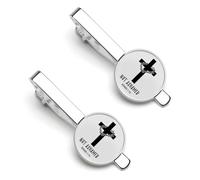 Juego de 2 clips para corbata y gemelos con el símbolo de la fe cristiana religiosa de Jesús. Incluye 13 piezas.