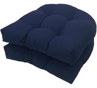 Juego de 2 cojines de asiento copetudos para uso en interiores y exteriores, cojines de repuesto en forma de U de 18.9 x 18.9 pulgadas para silla de mimbre, muebles de patio, color azul marino