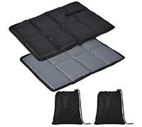 Juego de 2 cojines de asiento plegables para exteriores, resistentes al agua, portátil, de tela Oxford, con 2 bolsillos de almacenamiento, en negro/gris, para exteriores, senderismo, pícnic