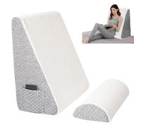 Juego de 2 cojines de cuña de espuma viscoelástica extraíbles, reclinables, con reposacabezas para levantamiento de piernas, soporte de espalda, reflujo ácido, ronquidos, postcirugía, lectura
