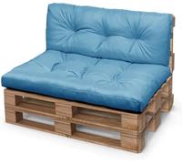 Juego de 2 cojines de sofá para interiores y exteriores para palés europeos, gruesos y cómodos (azul, 80 x 60 + 80 x 40 cm), perfectos para 120 x 80, 120 x 60, 120 x 50, 60 x 60, 100 x 60
