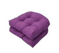 Juego de 2 cojines en forma de U para exteriores, 48 x 48 cm, suaves, resistentes a la intemperie, para sillas de patio, jardín, cocina, oficina, elegantes almohadillas de asiento moradas