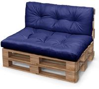 Juego de 2 cojines para palés europeos (120 x 60 cm + 120 x 40 cm) de grosor, colchón de jardín, azul marino, cómodo asiento para interiores y exteriores para patio y sala de estar