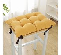 Juego de 2 cojines rectangulares para silla, cojines de asiento súper suaves, cojines cuadrados con lazos para taburetes pequeños, escuela, oficina (amarillo, 25 x 35 x 5 cm)