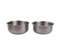 Juego de 2 coladores y ensaladeras de acero inoxidable, cesta de drenaje 304 con marcas de medición para verduras, frutas, pasta, arroz, cocina y camping al aire libre (M)