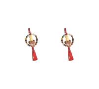 Juego de 2 colgantes de estatua de Buda para espejo retrovisor de coche, borla roja