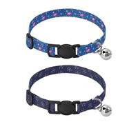 Juego de 2 collares ajustables para cachorros, para perros y niñas, diseño de flamenco, color azul marino, con elementos de Navidad, azul marino, gris claro, copos de nieve