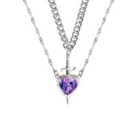 Juego de 2 collares con colgante de corazón y espadas hechos de acero inoxidable con un toque misterioso para citas y reuniones, collar de amistad, One Size, como se describe, como se describe