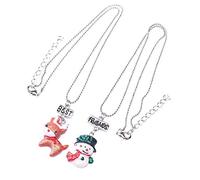 Juego de 2 collares con colgante de muñeco de nieve de resina de Navidad para buenos amigos, tratamiento inteligente
