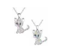 Juego de 2 collares de gato para niña - collares infantiles de cuentas con colgante de gatito adorable, set de 2 piezas para look diario o regalo