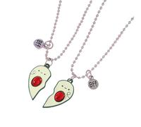 Juego de 2 collares de medio corazón de aguacate para mejor amiga, regalo para mejor amiga, collar de amistad con forma de corazón y aguacate, cadena ajustable para cumpleaños, mejor amigo, talla