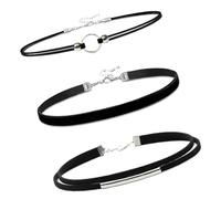 Juego de 2 collares ligeros y ajustables de tela negra, joyería para ocasiones casuales o formales, collar agradable para la piel sensible, talla única, como se describe, como se describe