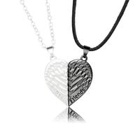 Juego de 2 collares magnéticos para parejas, corazón roto, alas de ángel atraídos juntos, gargantilla para mujeres, hombres, amantes, joyas, regalos, práctico manejo