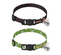 Juego de 2 collares personalizados para perros pequeños, hebilla de liberación rápida, impresiones personalizadas, collares de perro para niñas y niños, color negro y rojo, diseño de gecos malvados de