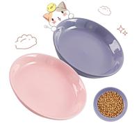 Juego de 2 Comederos para Gatos de Cerámica, Cuencos Planos para Gatos y Gatitos - Diseño Anti-Fatiga de Bigotes, Comedero Gato Cerámica para Comida o Agua, Apto para Pequeños Animales (15×3 cm)