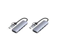 Juego de 2 concentradores USB A/C 5 en 1 multifuncionales, accesorio de conexión de transferencia de datos, convertidor de dispositivo, adaptador de estación de acoplamiento